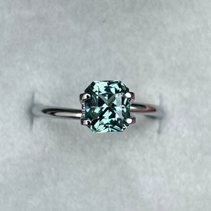 Radiant cut Greenish blue sapphire, lagoon green sapphire 1.66 crt. Clean Sapphire, Loose Stone