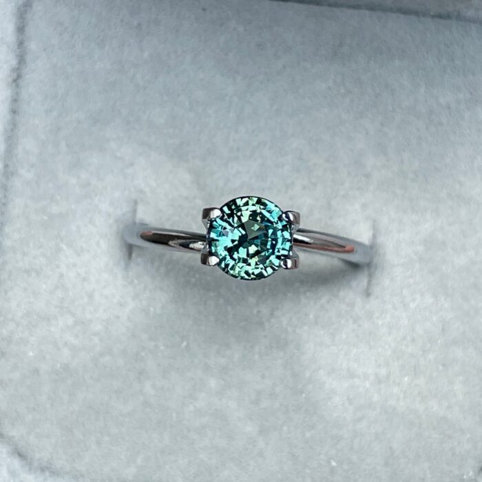 Teal sapphire Round cut blue green sapphire, 1.29 crt mermaid teal sapphire. Loose stone for ring making