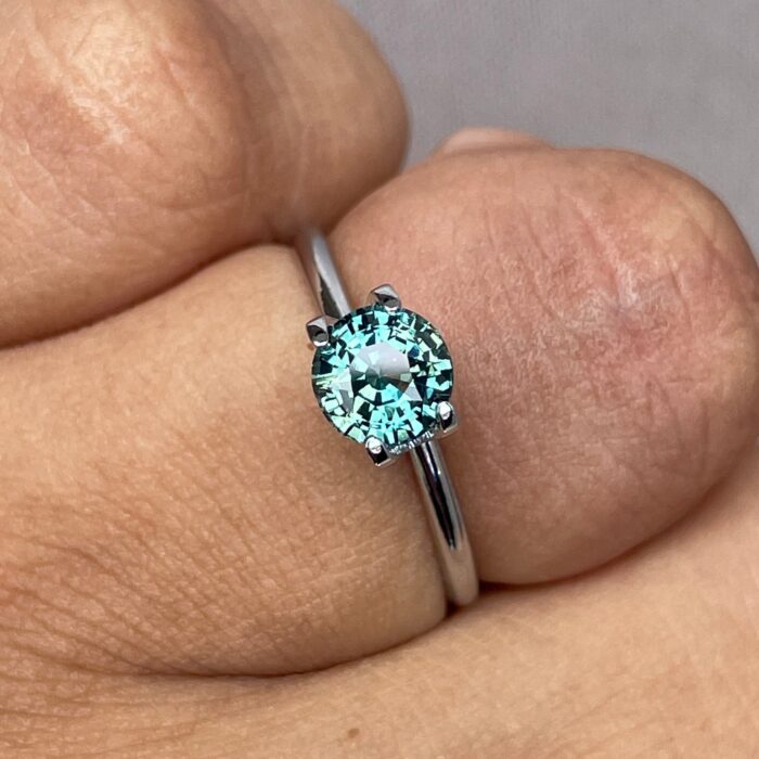 Teal sapphire Round cut blue green sapphire, 1.29 crt mermaid teal sapphire. Loose stone for ring making