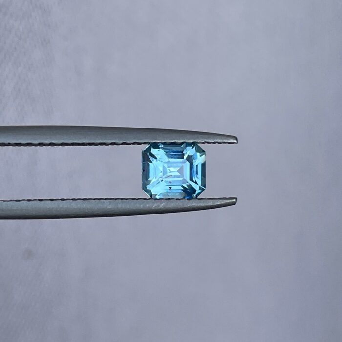 Teal sapphire | natural, bluish green, Emerald cut, VVS, 0.78ct, Madagascar