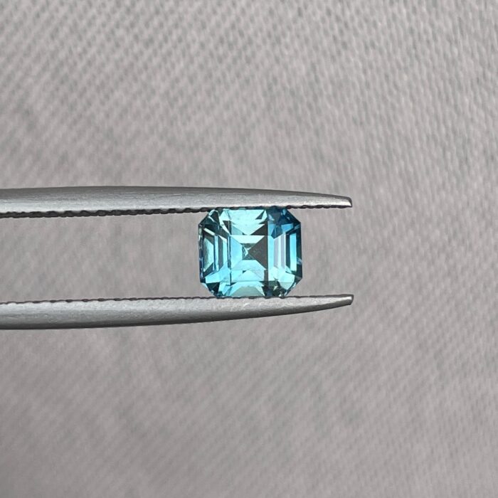 Natural Blue Green Sapphire Emerald Cut 5.10 x 5.60 Mm 1.08 crt.