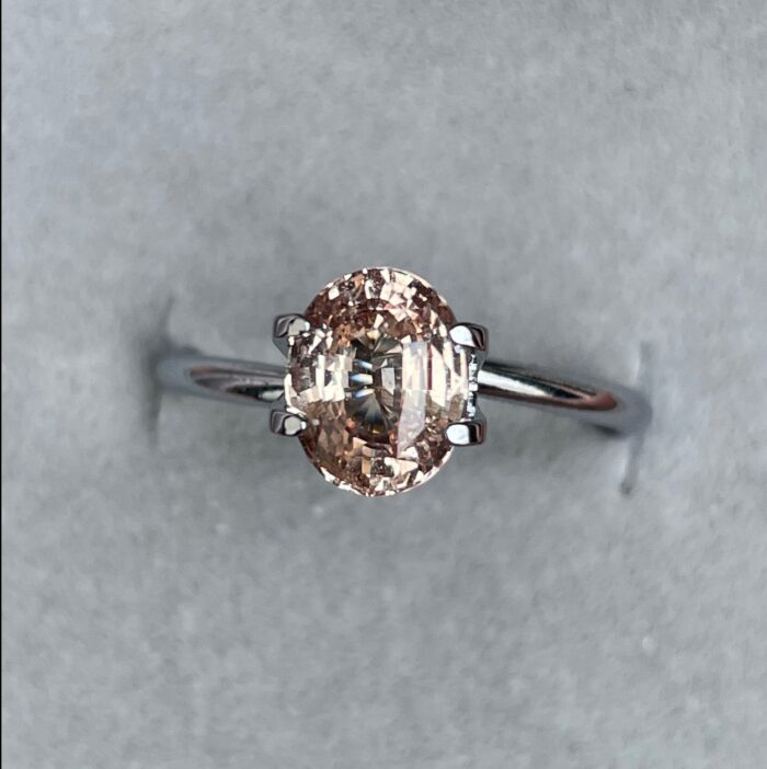 2.02 crt Peach Sapphire/ pinkish peach sapphire/ apricot sapphire/ champagne sapphire Engagement Ring/ sapphire ring/ custom ring/ sapphire