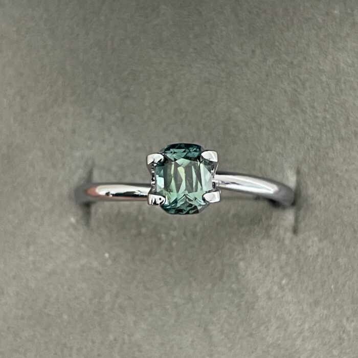 This 1.00 crt Green Sapphire is well cut to bring out the best colour and lustre, and has a perfect colour blend.